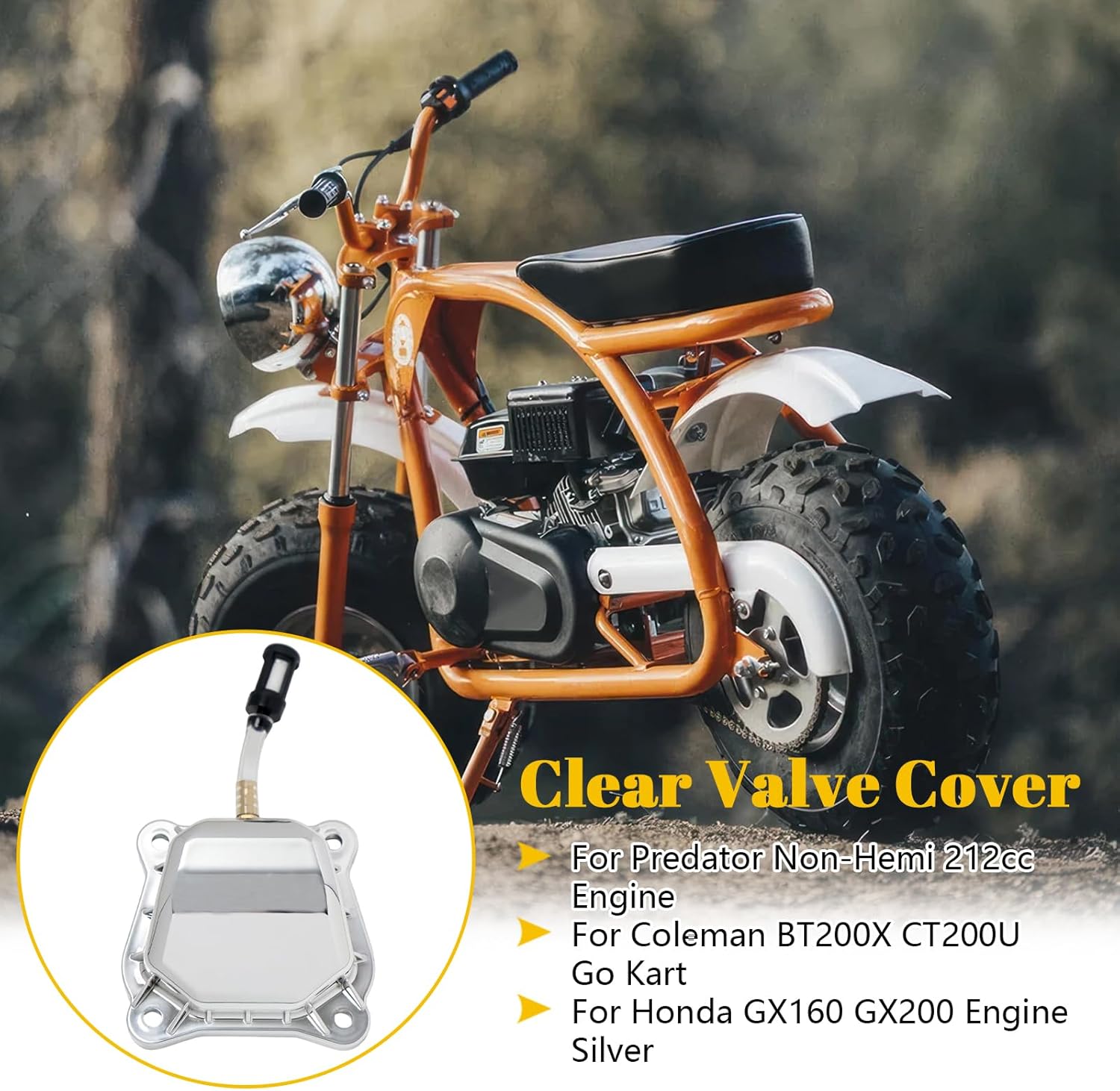 Valve Cover For Predator Non-Hemi 212cc Engine For Coleman BT200X CT200U Go Kart For Honda GX160 GX200 Engine Silver