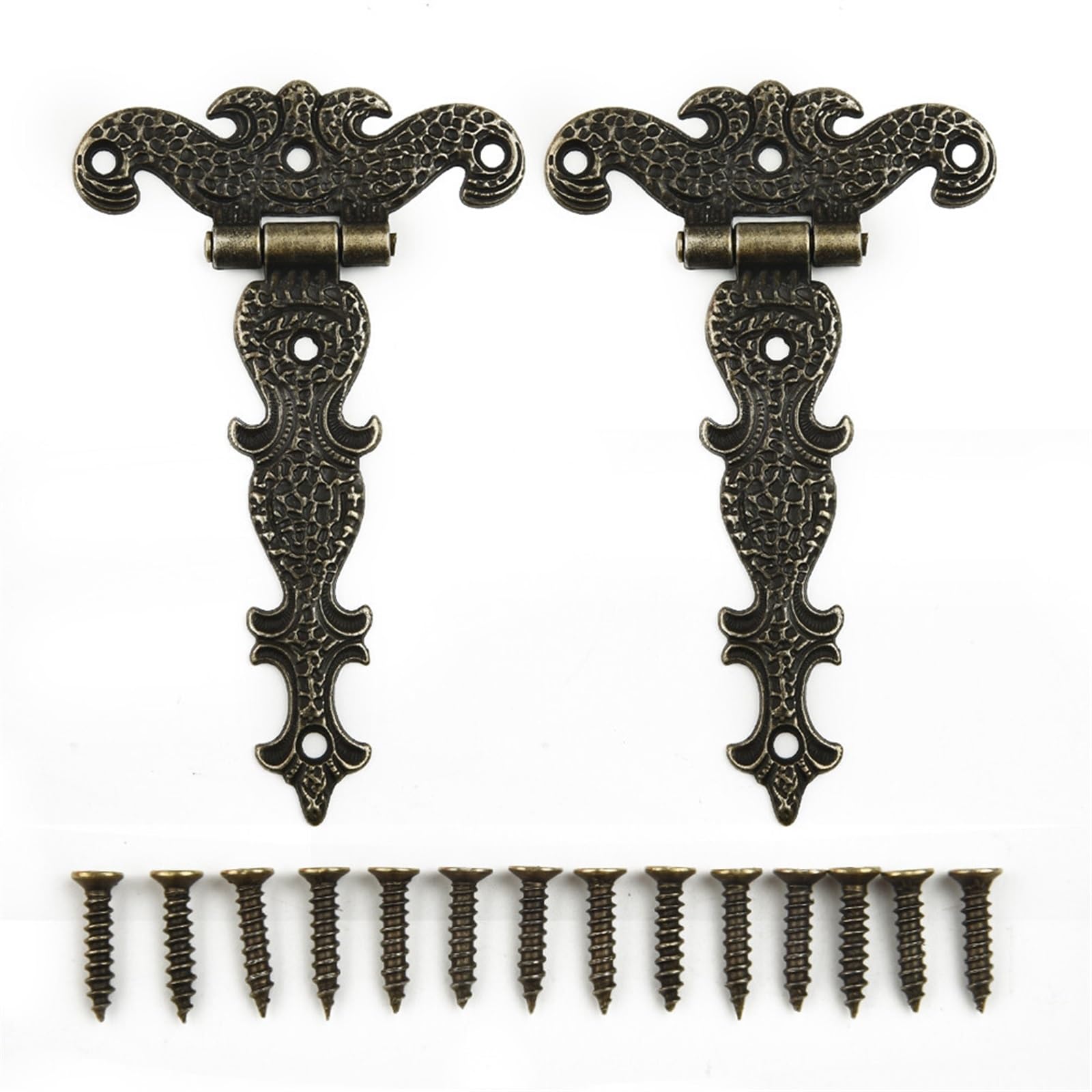 Ymuguegh One Color 2Pcs Door Hinge Cabinet Wardrobe Butt Hinges Case Decorative Hinge Vintage Furniture Hardware With Screw