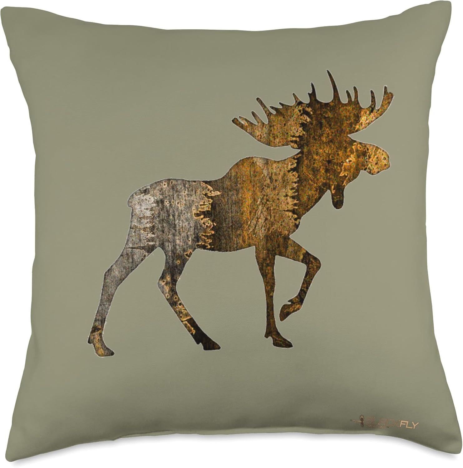 Outdoor Moose Beige Brown Throw Pillow Wildlife Home Decor Throw Pillow