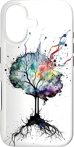 Vista 88 de iPhone 13 Pro Max Watercolor Brain Art, funda de neuronas