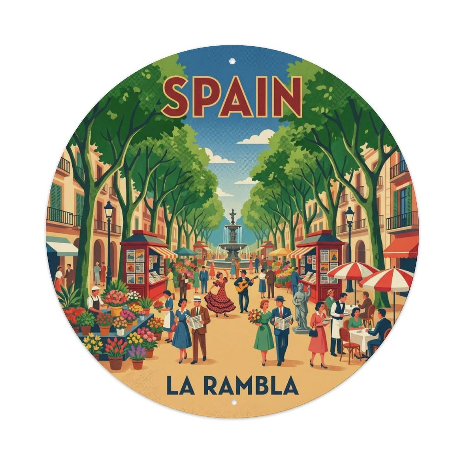 Barcelona Rambla Spain City Landmark Destination Metal Tin Sign