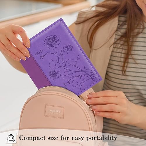 Miniatura 6 de Artmag Álbum de fotos de 5 x 7 pulgadas, páginas transparentes, con tapa de cuero, libro deslizante para 50 fotos verticales de 5 x 7 pulgadas,