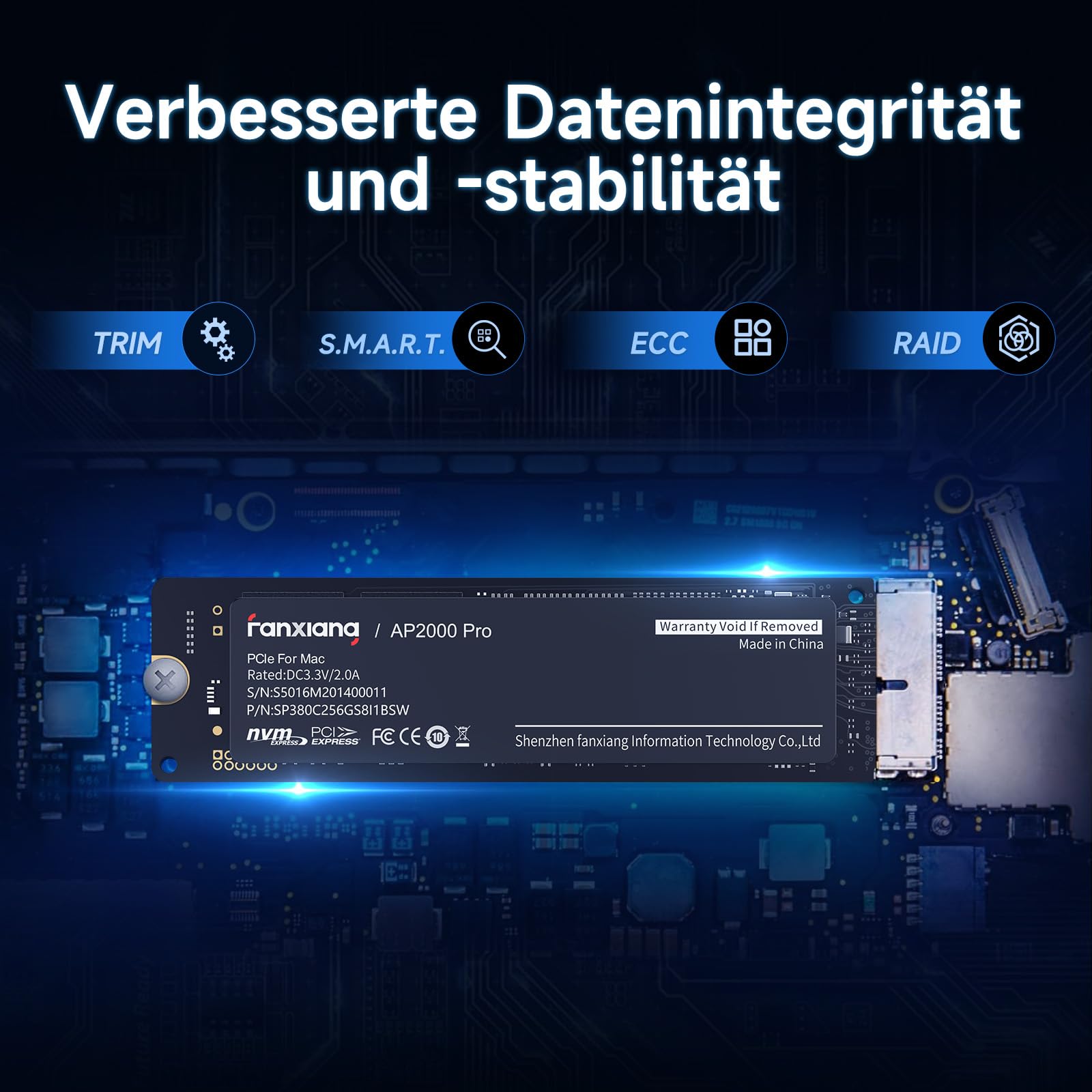 fanxiang NVMe SSD für Mac 2TB, Lesen bis zu 3500MB/s Kompatibel 