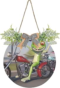 Amazon.com: FFYHO Two Frogs Riding Motorcycles Door Wreaths for Front ...