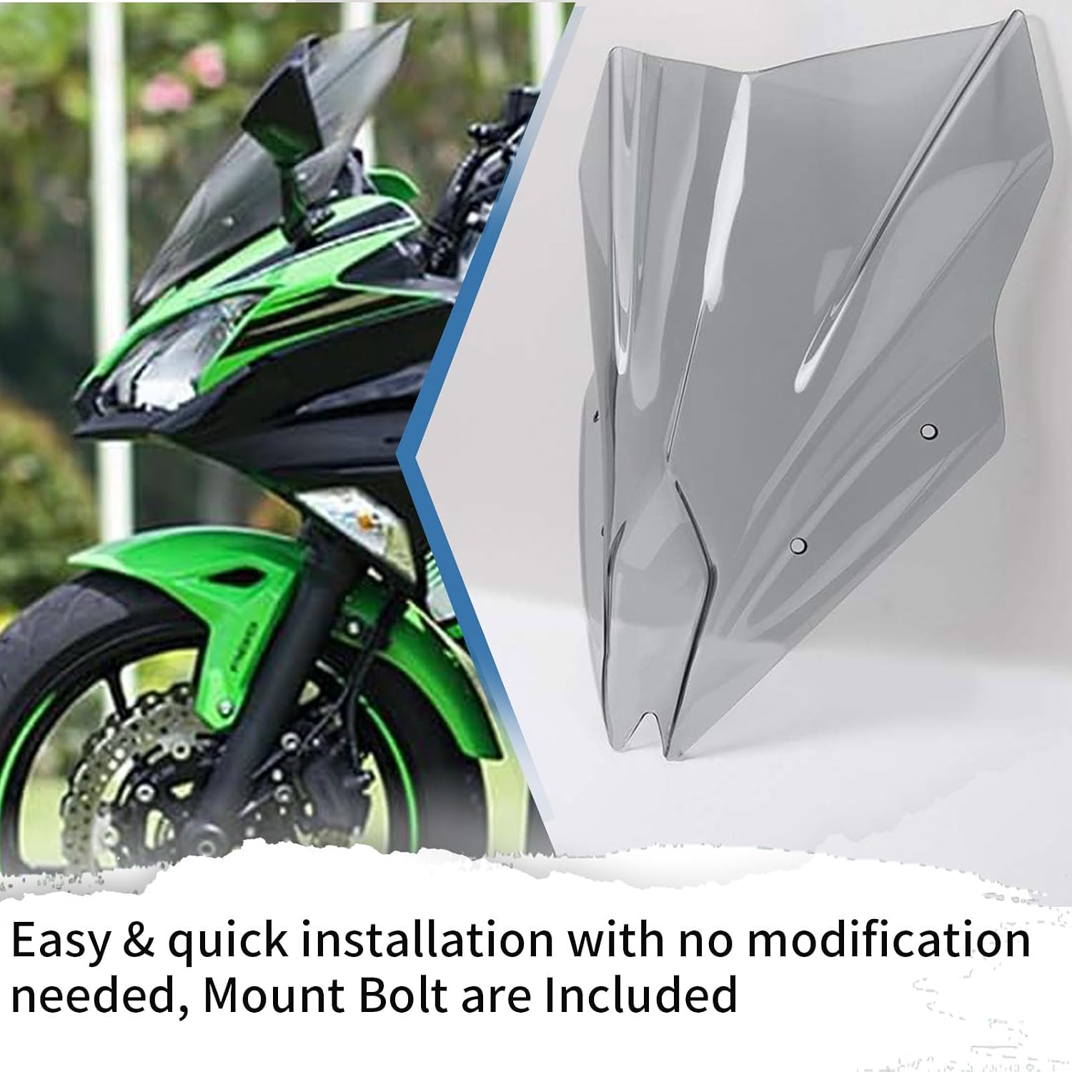 for Kaw&a&sa&ki Ninja650 EX650 ER6F 2017-2019 Wind Shild Screen Protector ninja650 Motorcycle High Windshield Windscreen Front Flyscreen er6f ex650 Parts (Lightsmoke)
