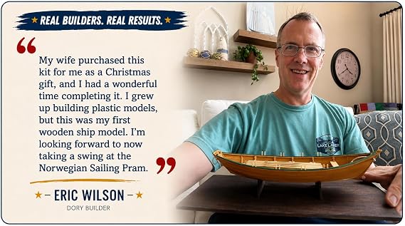 Beginner Wooden Ship Model Kit for Adults - Lowell Grand Banks Dory 1:24 Scale - Made in USA - Includes Tools, Paint, Glue and Illustrated Instructions