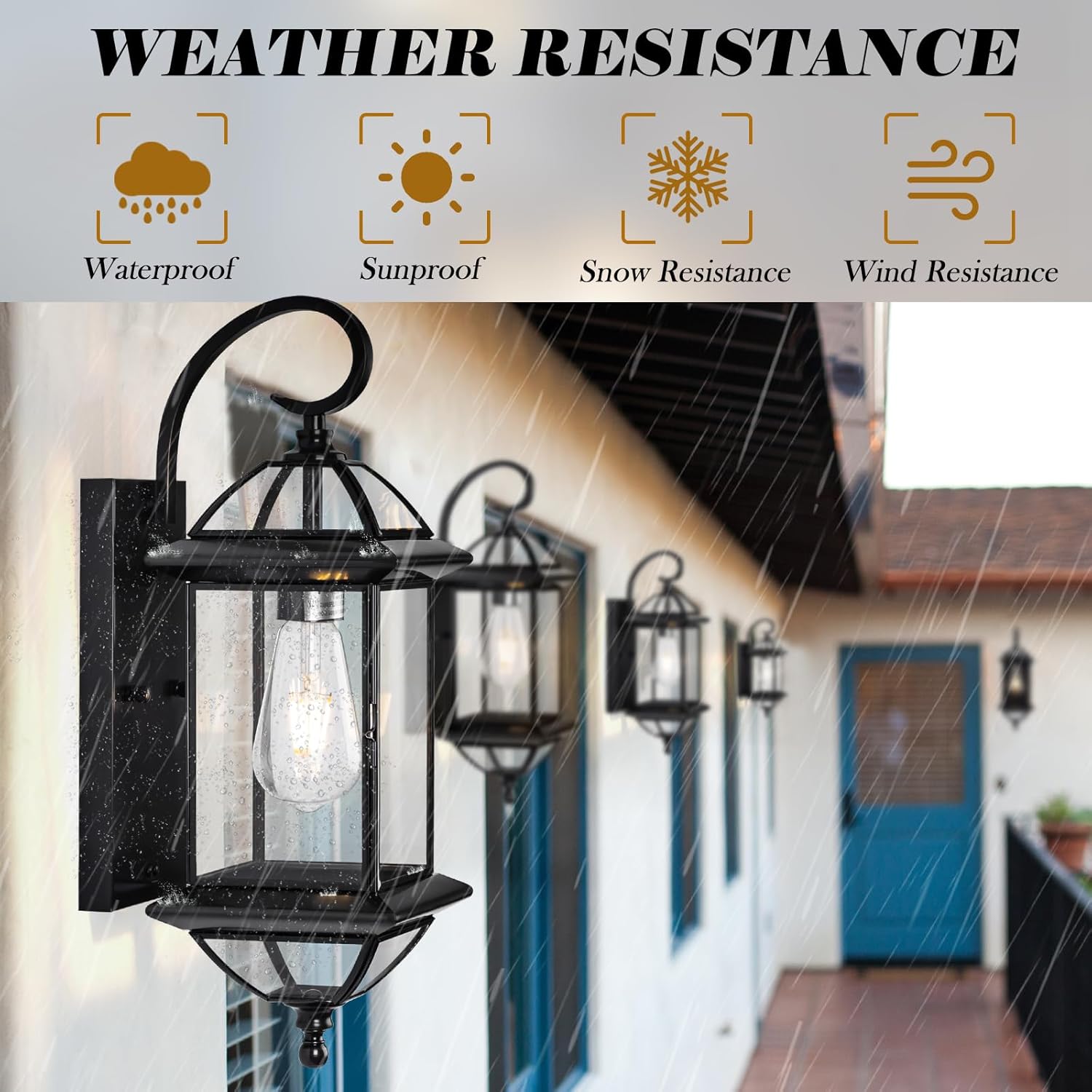 18" Large Black Copper Outdoor Wall Light Fixture, Oil-Rubbed Blackened Bronze Vintage Outside Wall Mounted Porch Lamp Waterproof, Exterior Sconce for Patio Garage Front Door (Bulb Not Included)