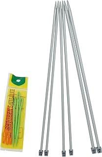 KnitPal 16-inch (40cm) Single Point Metal Knitting Needles, 3 Pairs, US Sizes 10.5, 10.75 and 11 (6.5,7 and 8mm), Ebook incl.