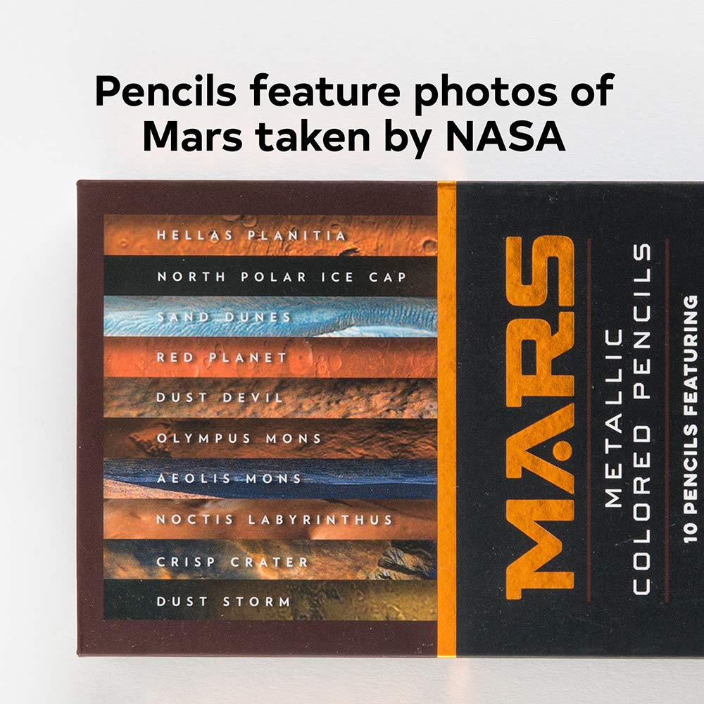 Mars Metallic Colored Pencils: 10 pencils featuring photos from NASA (10 Shiny Multicolor Pencils; Coloring Pencils with NASA Space Theme) (NASA x Chronicle Books) - Image 3