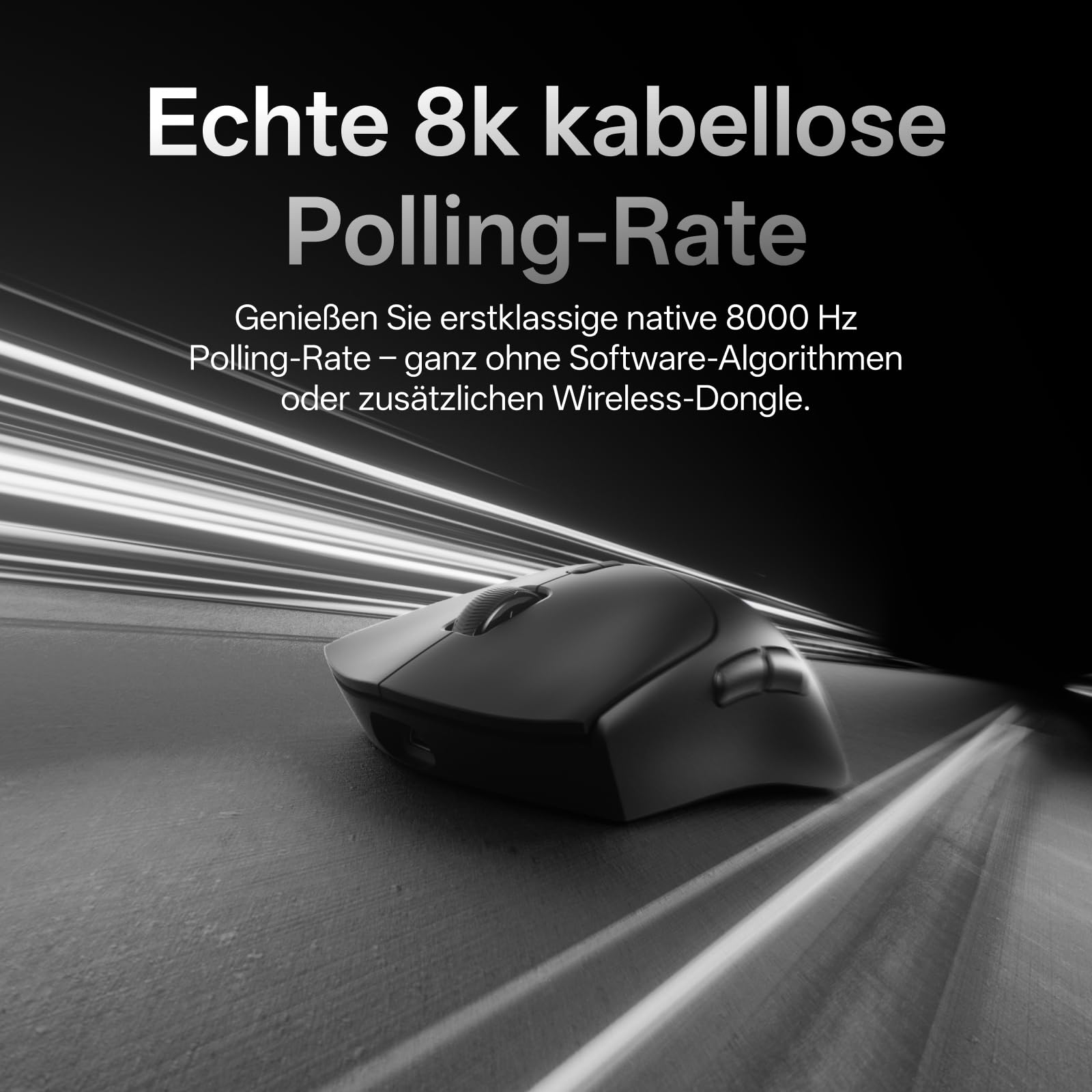 Rapoo VT7 MAX Kabellose Gaming-Maus, 53g Ultraleicht, Native 8000Hz, Nordic | nRF54L15 MCU, 750h Akku, PAW3950 30K DPI, 10 Programmierbare Tasten, Symmetrisches Design, Kompatibel mit PC & Mac, Schwarz