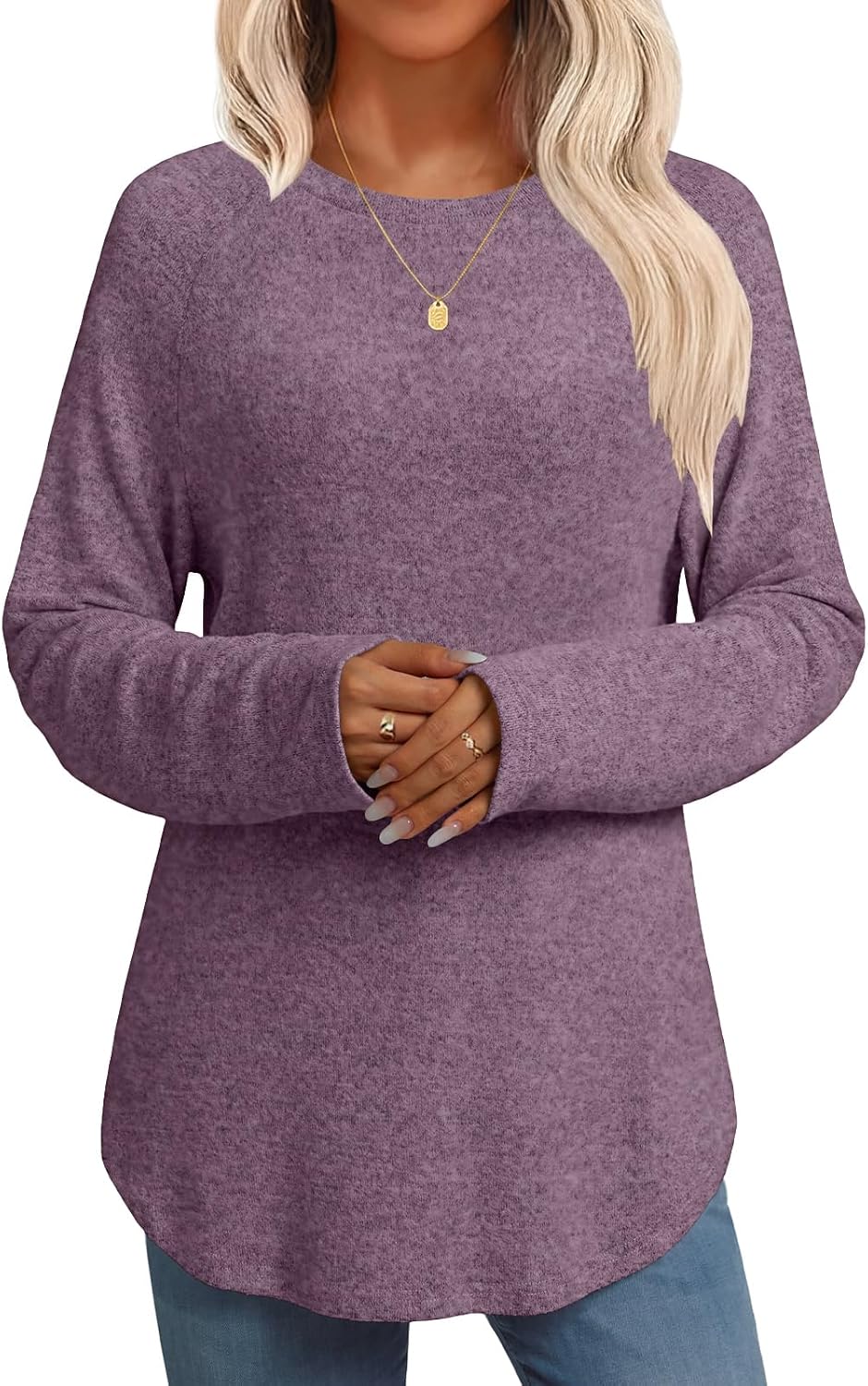 NORACORA Long Sleeve Shirts for Women Lightweight Loose Fit Tunic Tops Crew Neck Pullover Sweaters Shirts Fall Outfits 2026