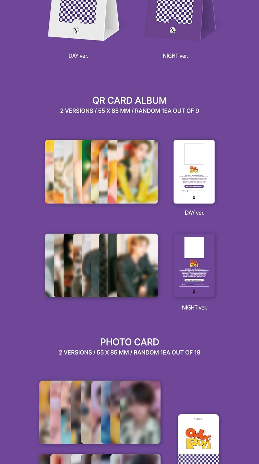 XODIAC ONLY Fun 1st Single Album POCA 2 Version SET Package+1ea Photo Stand+1p QR Card+1p PhotoCard+2ea Sticker+1ea User Guide+Tracking Sealed