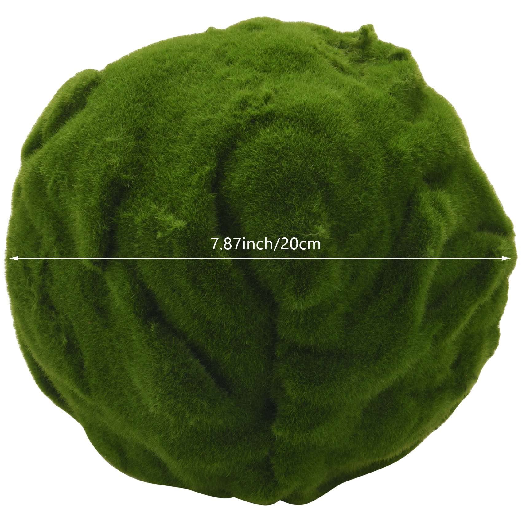 Surluoen Sfere di Muschio Artificiale Verde Pietre di Muschio Verde Decorazione della Sfera della Pianta per la Decorazione della Festa Nuziale 20 Cm
