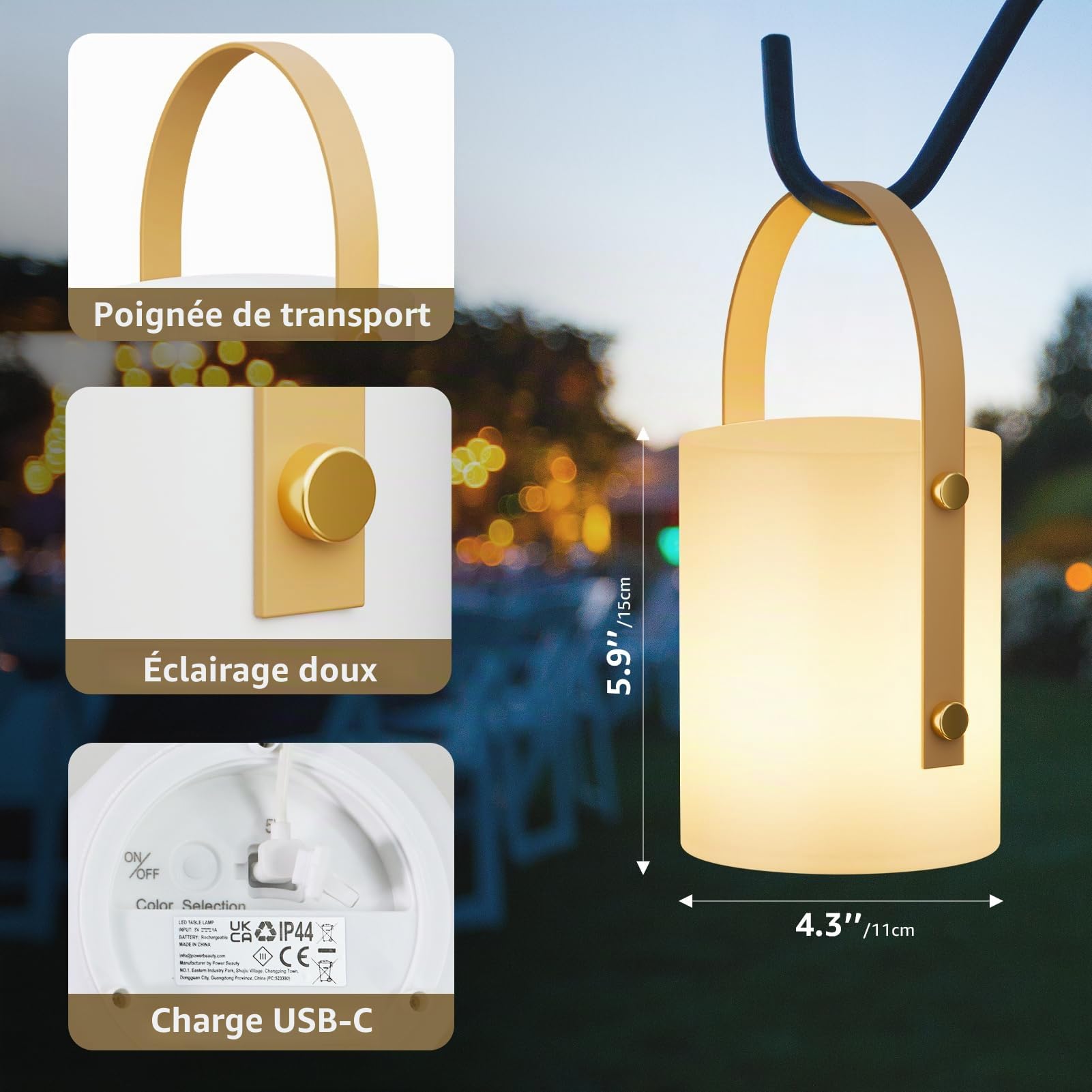 FUYO Lampe de Table Rechargeable Extérieur Portable Sans Fil, Lampe de Chevet avec 8 Couleurs RGB Gradables, Étanche IP44, pour Jardin Salon Terrasse Camping (Blanc Lot de 2)