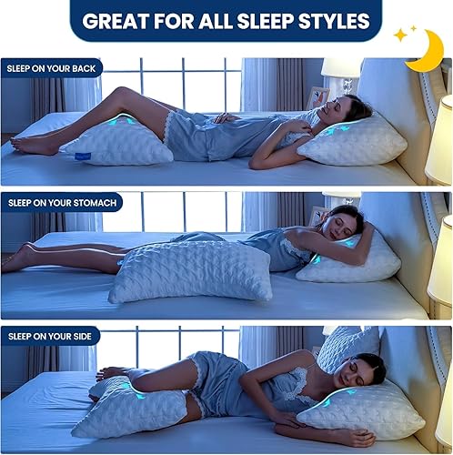 Miniatura 3 de Almohada para dormir de lado para comodidad de cuello y hombros, para hombres y mujeres, almohada curva ergonómica de enfriamiento, soporte de