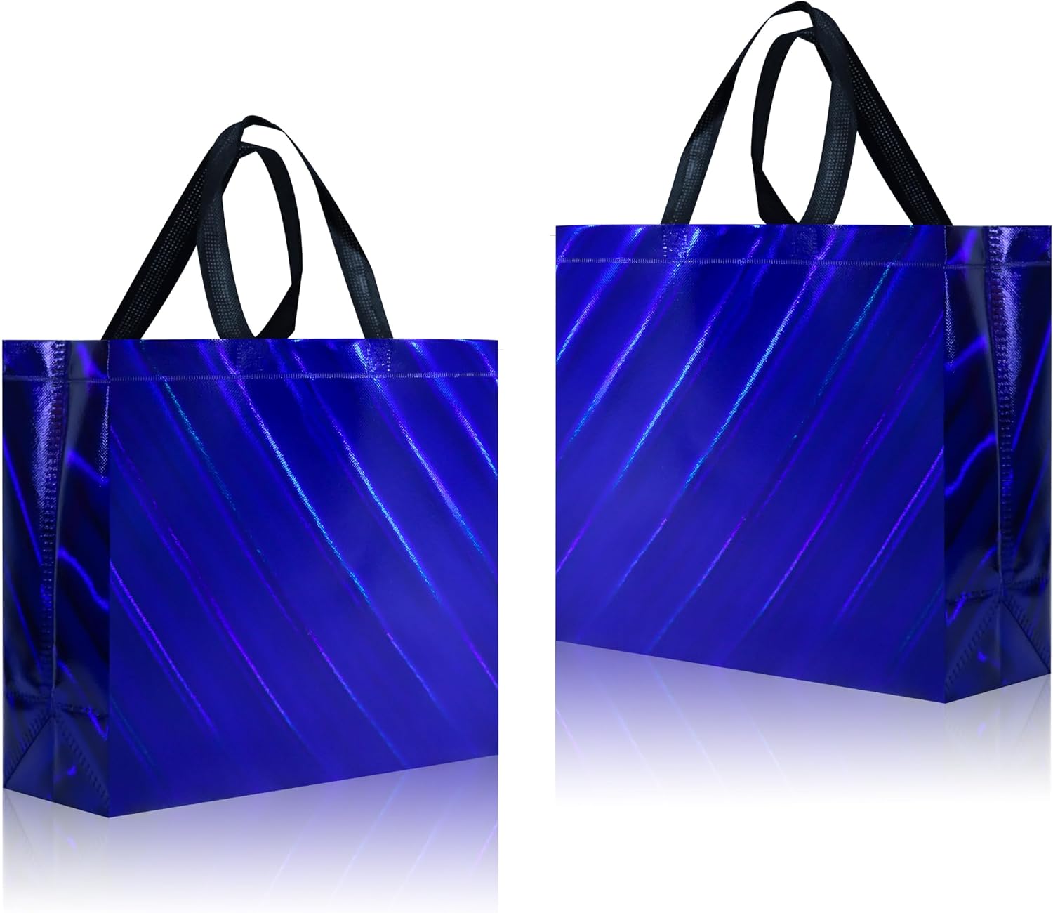 cabzymx Non Woven Reusable Gift Bags Bulk 25 Pack - Sturdy Gift Bags with Handles for Events & Parties - Eco Friendly Goodie Bags (Blue 12.6" L x 4.7" W x 11" H)