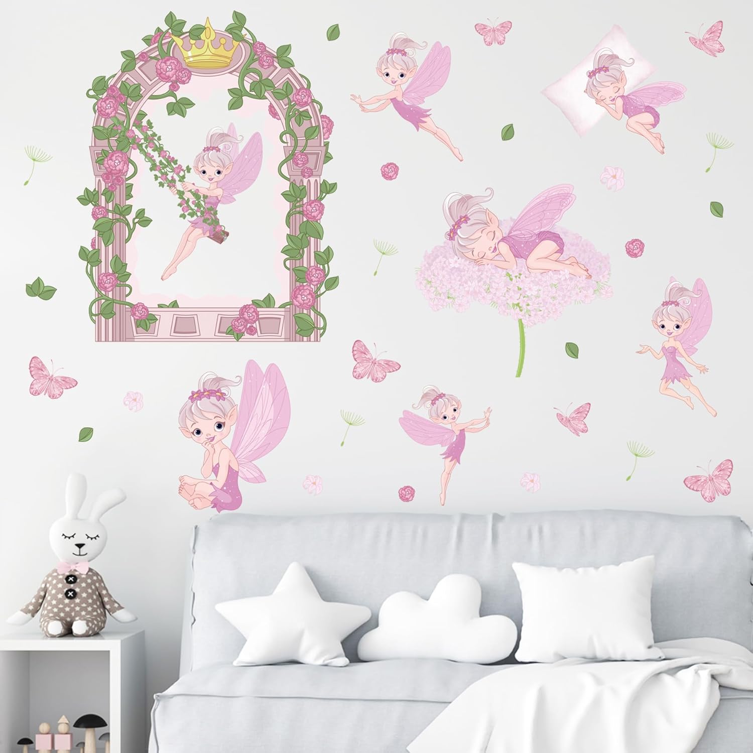 Black Girl Religious Wall Decal Stickers Positive Saying African American Princess Room Decor Inspirational Afro Kids Room Wall Stickers Pink Fairy Butterfly Wall Art for Girl Bedroom