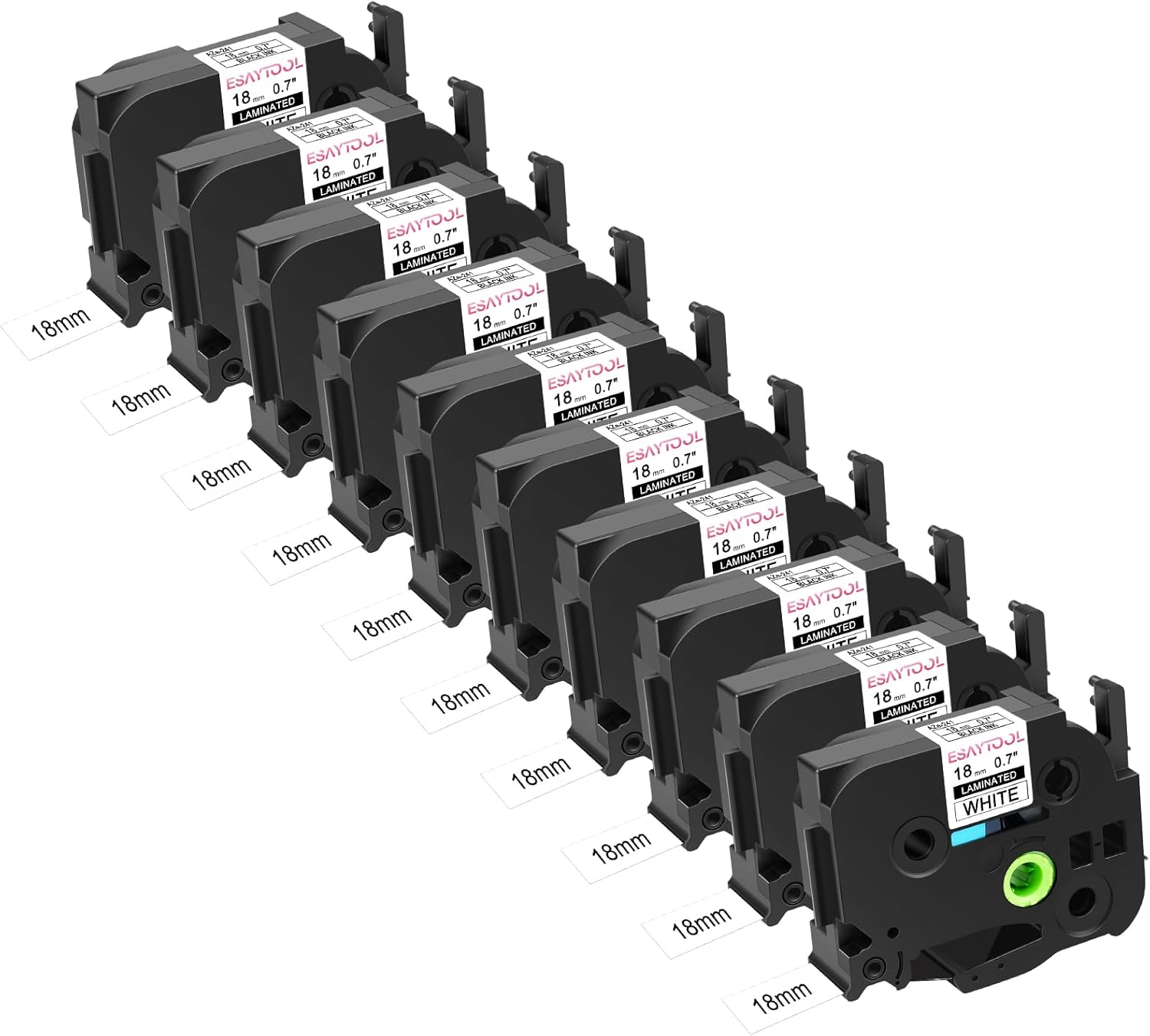 10 Pack Compatible with P-Touch TZe-241 AZE-241 TZ-241 Black on White 18mm 0.7'' Laminated Label Tape Replacement for Ptouch PT-1300 PT-2030 PT-300 PT-D400AD PT-E550W PT-P950NW Label Maker