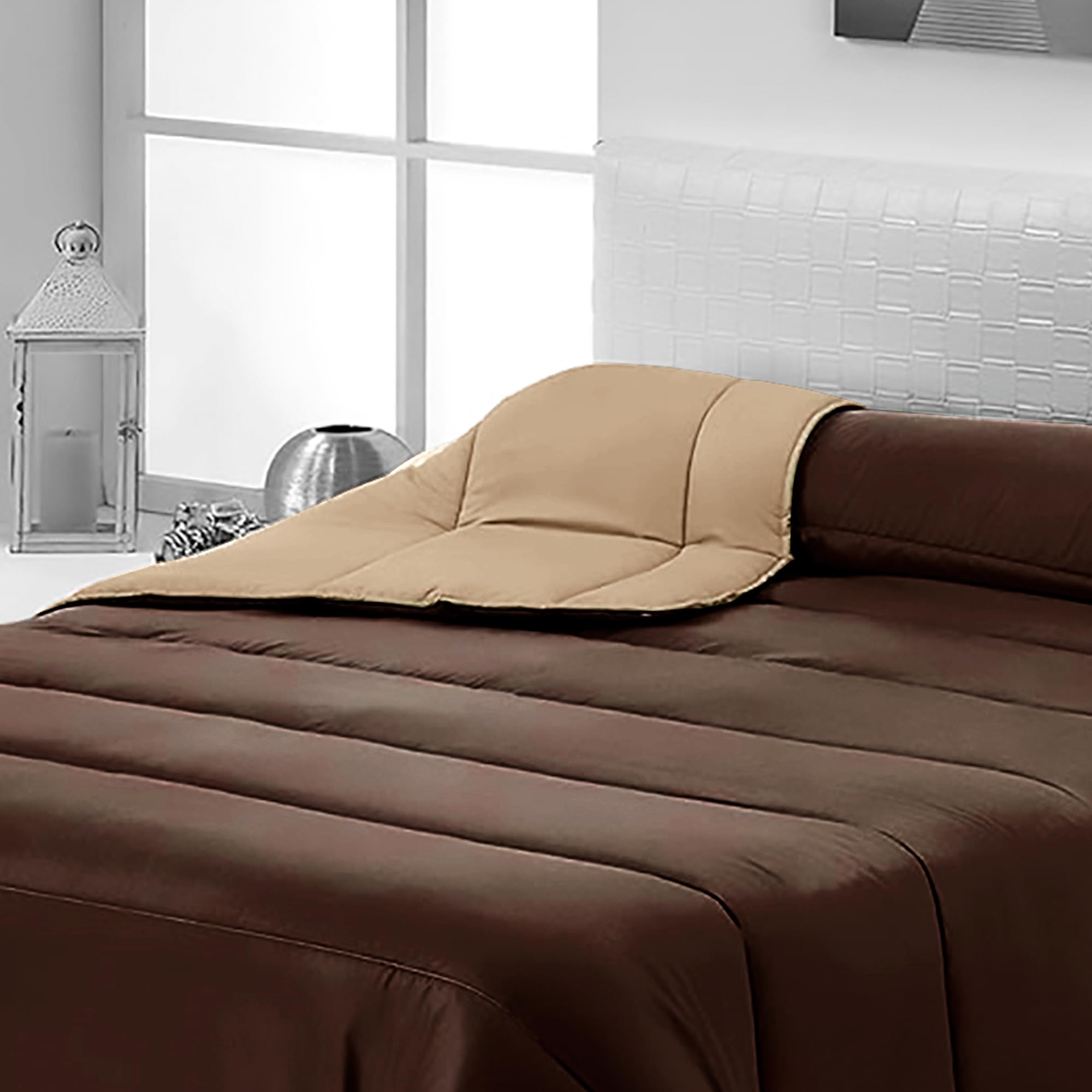 Edredón Nórdico Cama 150 Microfibra Reversible 300 g/m² | Microfibra tacto pluma | 300 g/m² | Color Crudo/chocolate | Reversible | Invierno | Compatible funda nórdica