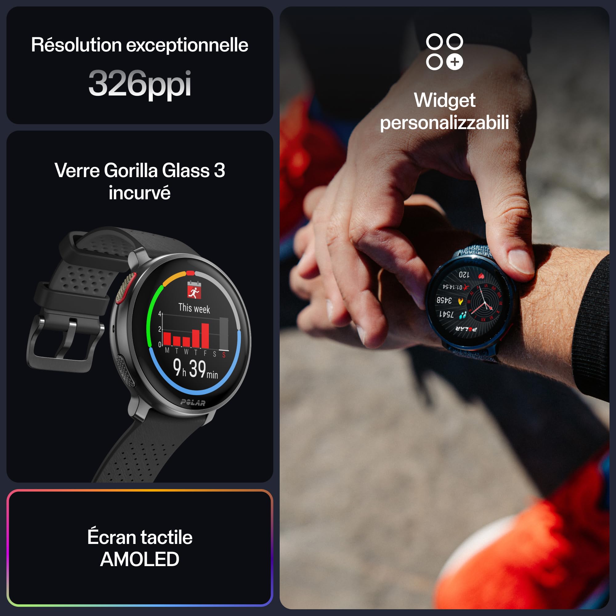 Polar Vantage V3, Montre Sport avec GPS, Cardiofréquencemètre de Pointe, Autonomie prolongée, Montre connectée Hommes et Femmes, Cartes Hors Ligne, Montre Running, Montre Triathlon