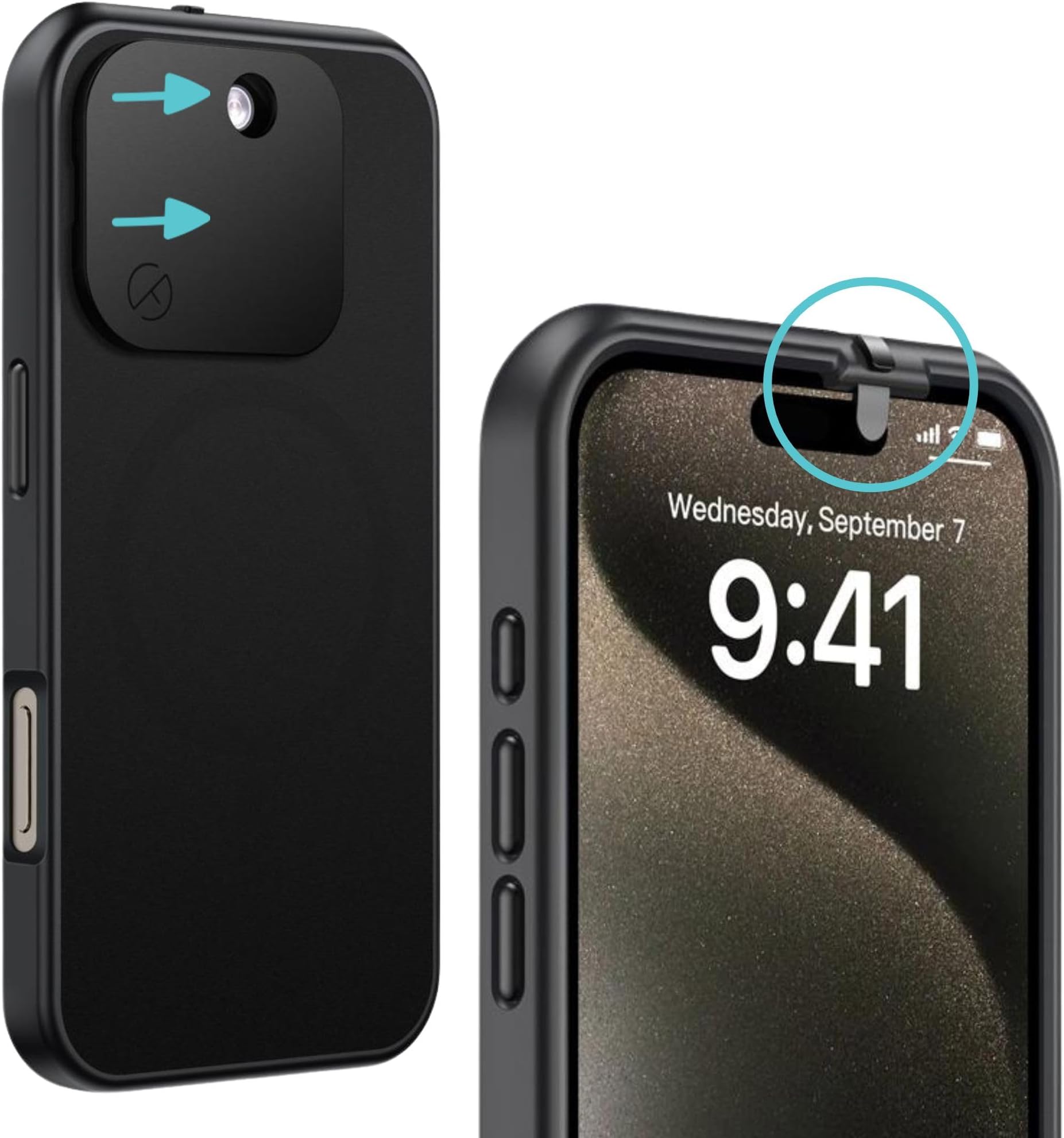 iPhone 16 Pro Max Privacy Case with Camera Covers Front and Rear | Magsafe Compatible and Kickstand | Protect Your iPhone | 6-Foot Drop Proof | 6,9 Inch | Camera Protection by Valenta Black