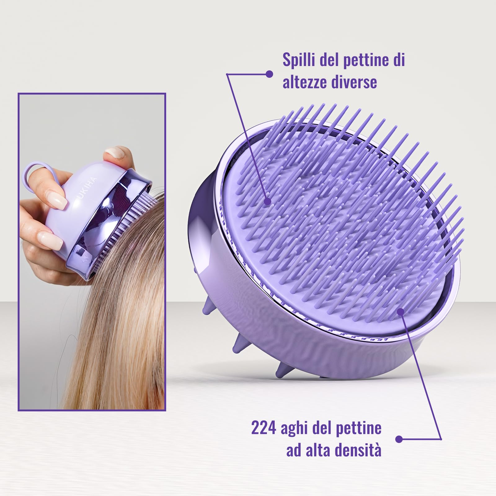 SHINLEA Spazzola massaggiante per cuoio capelluto - Spazzola per shampoo, pulizia profonda, massaggio capelli double face silicone, riduce forfora