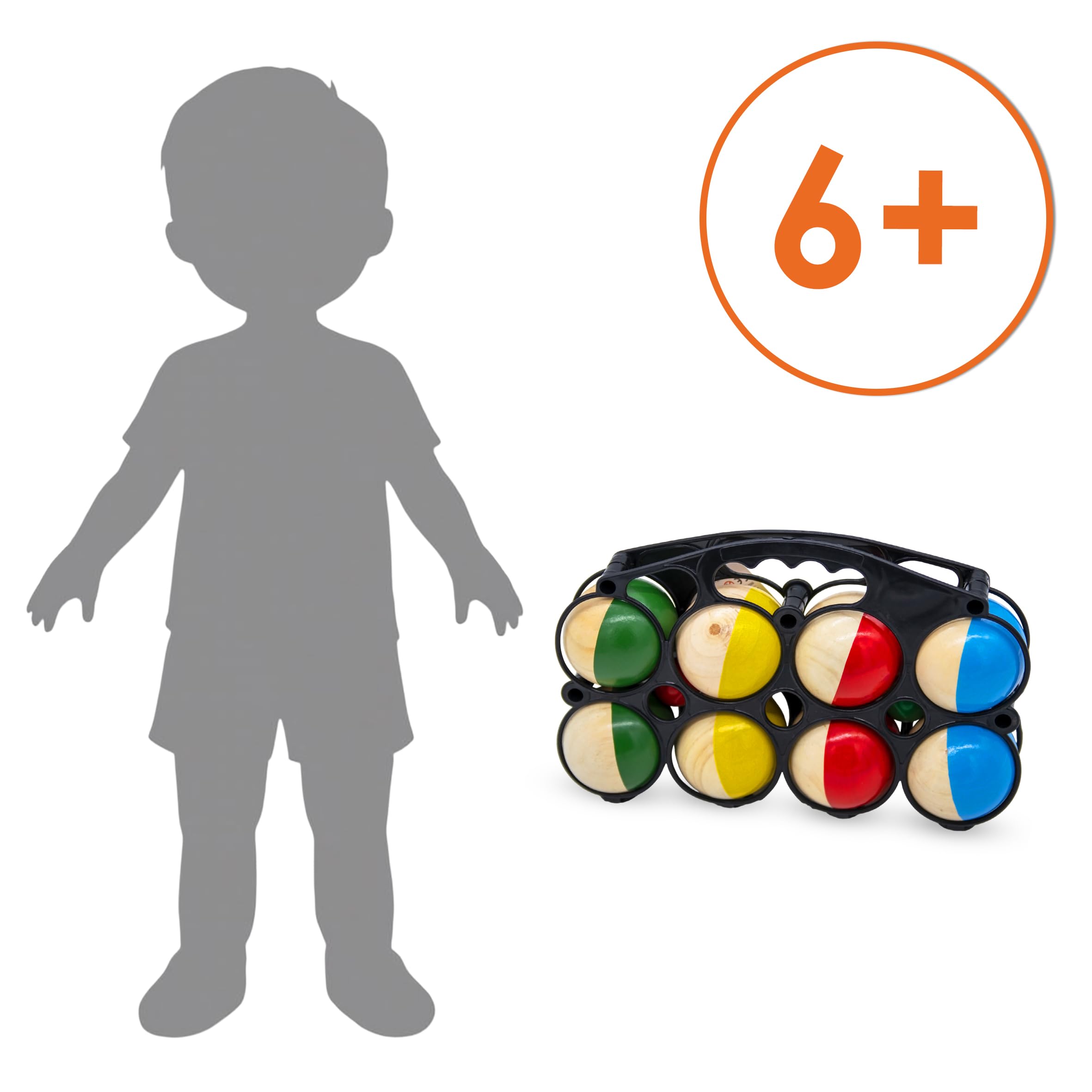 Spetebo Boccia Juego de Bolas de Madera con Bolsa de Transporte 8 Bolas para Niños