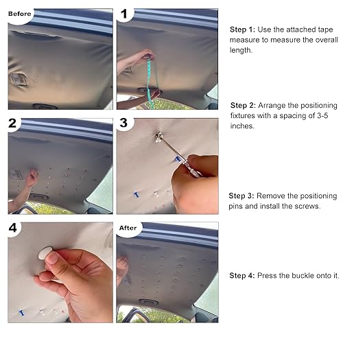 Miniatura 6 de HighFree Juego de 60 pines de botón de reparación de techo de automóvil, retenedor universal para techo de automóvil, con herramienta de