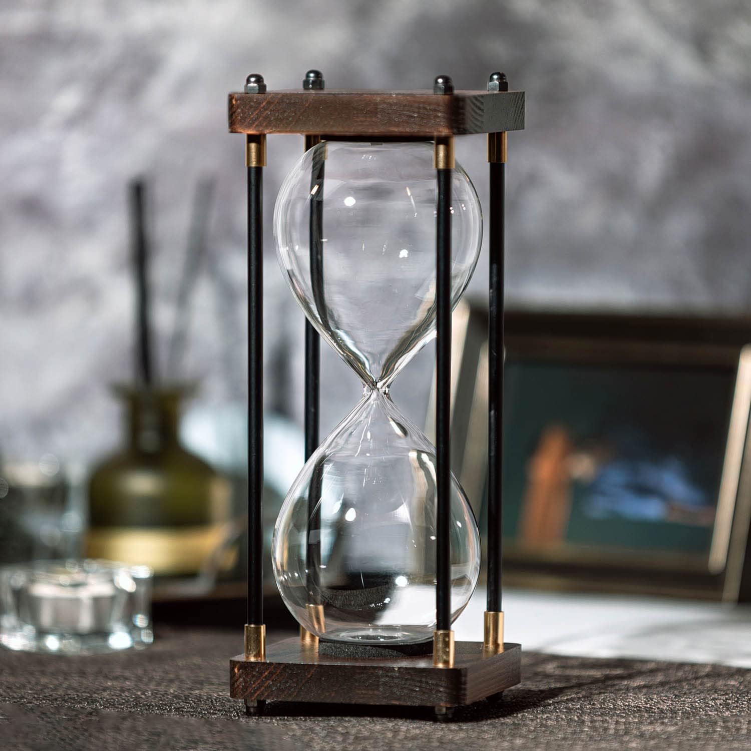 Amazon.com: Fillable Hourglass Timer, Hexagon Wooden Frame Decorative ...