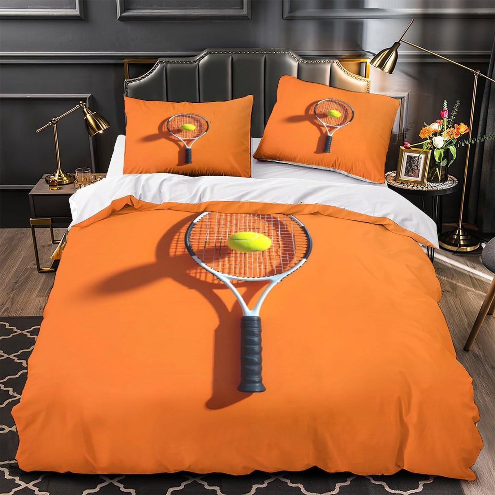 Housse de couette tennis microfibre 220x240 cm avec 2 taies d'oreiller