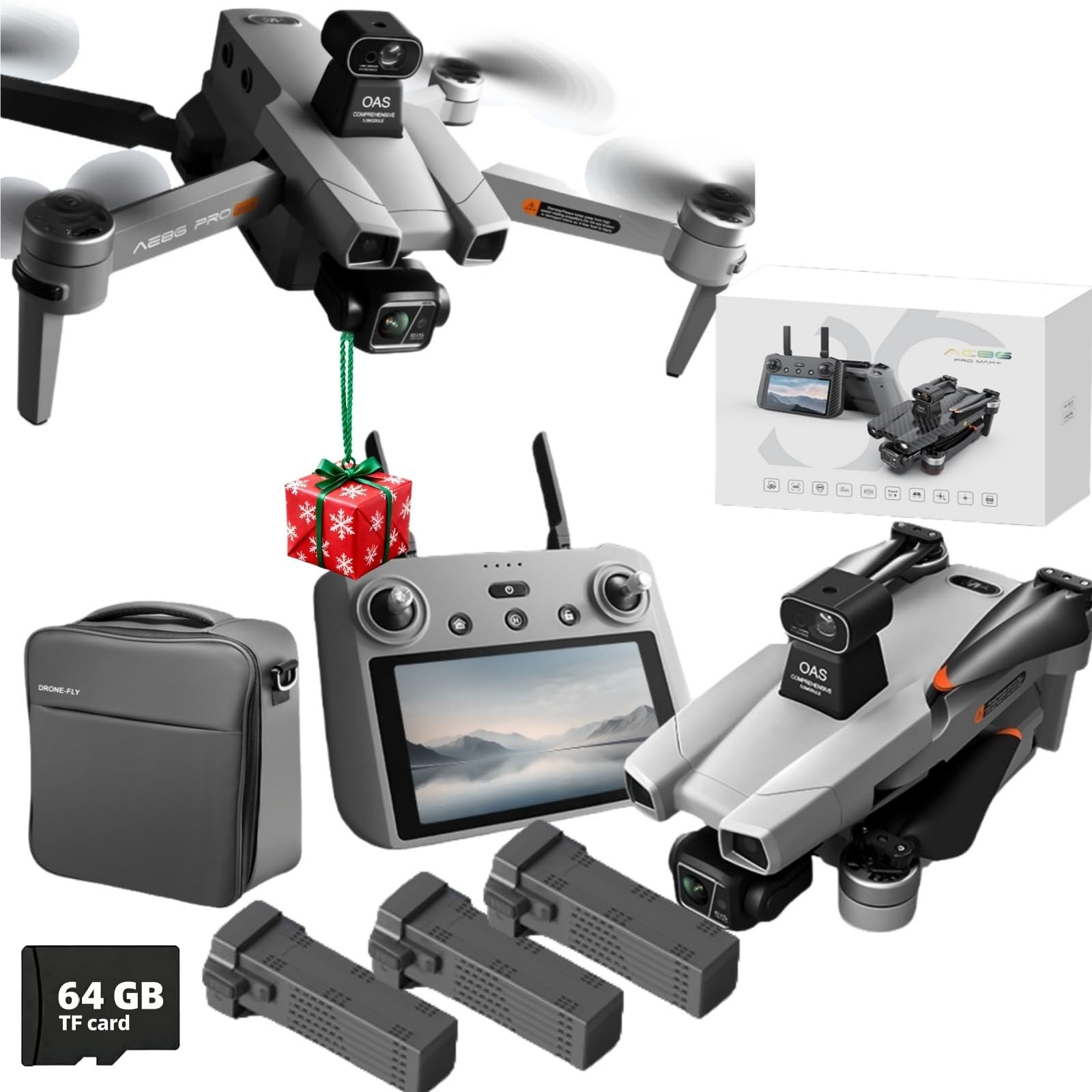 Photo 1 of Cyaxzolp Camera Drone for Adults with 8K Photo & 4K UHD Video with 3-Axis Gimbal, 360° Obstacle Avoidance, 500g One-Click Airdrop, 7.2-inch Touch Screen Controller (Tablet Function),GPS Auto Return (Grey) 3 Batteries + 64GB TF Card Bundle)