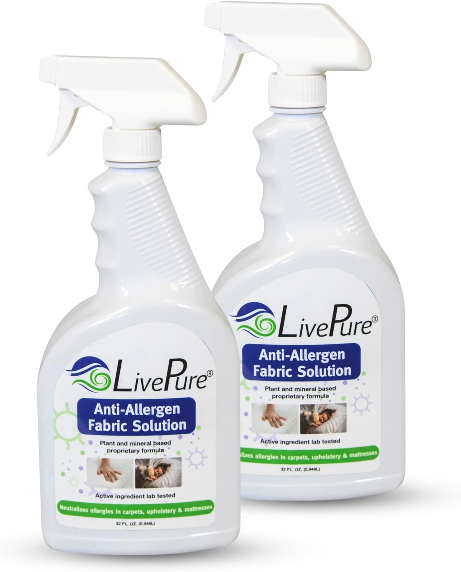 Anti-Allergen 32 OZ Fabric Spray for Household Surfaces, 2 Pack