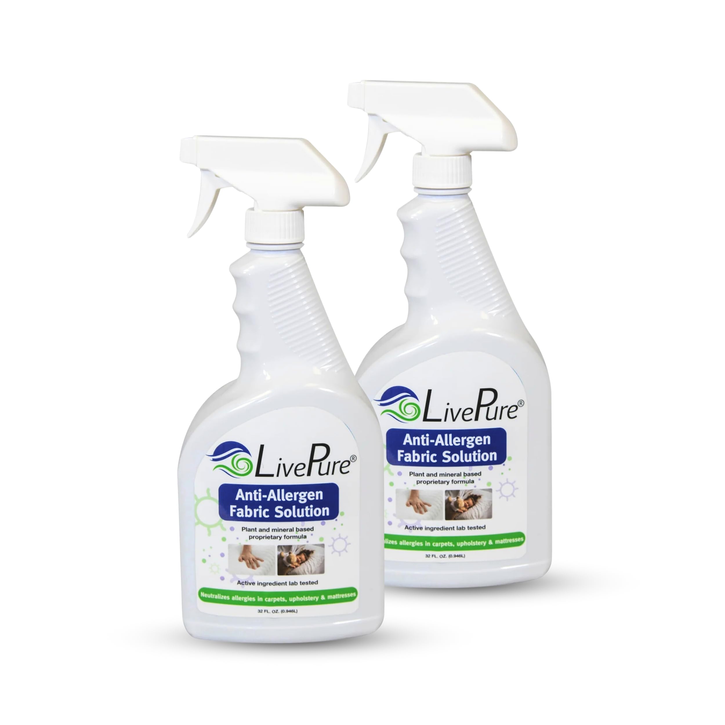 LivePure Anti-Allergen 32 OZ Fabric Spray for Household Surfaces, 2 Pack