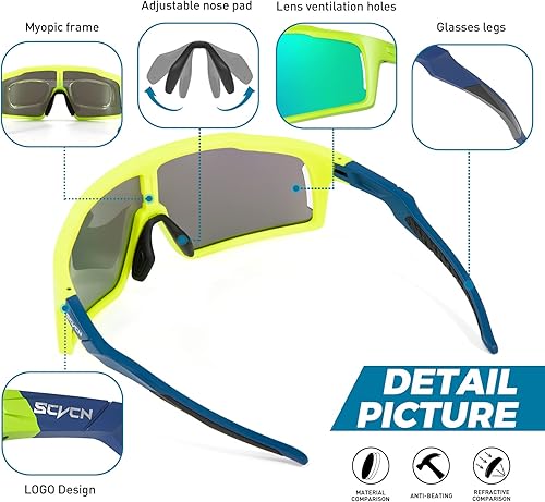 Miniatura 4 de SCVCN Gafas de ciclismo polarizadas con 3 lentes intercambiables para hombres y mujeres MTB Bike