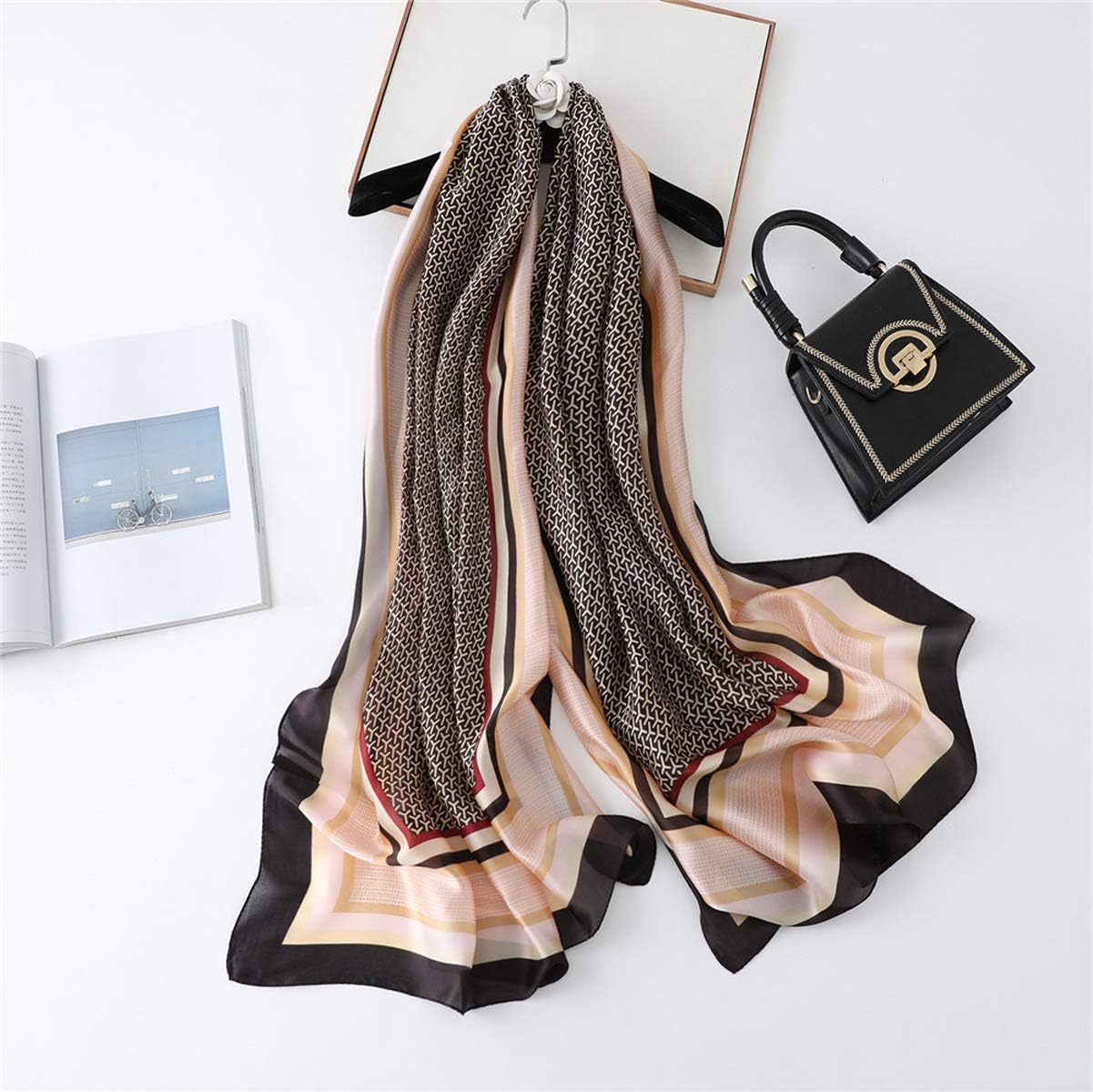 Silk Scarf Mulberry Silk Fashion Scarves Long Lightweight Shawl Wrap … - Image 2