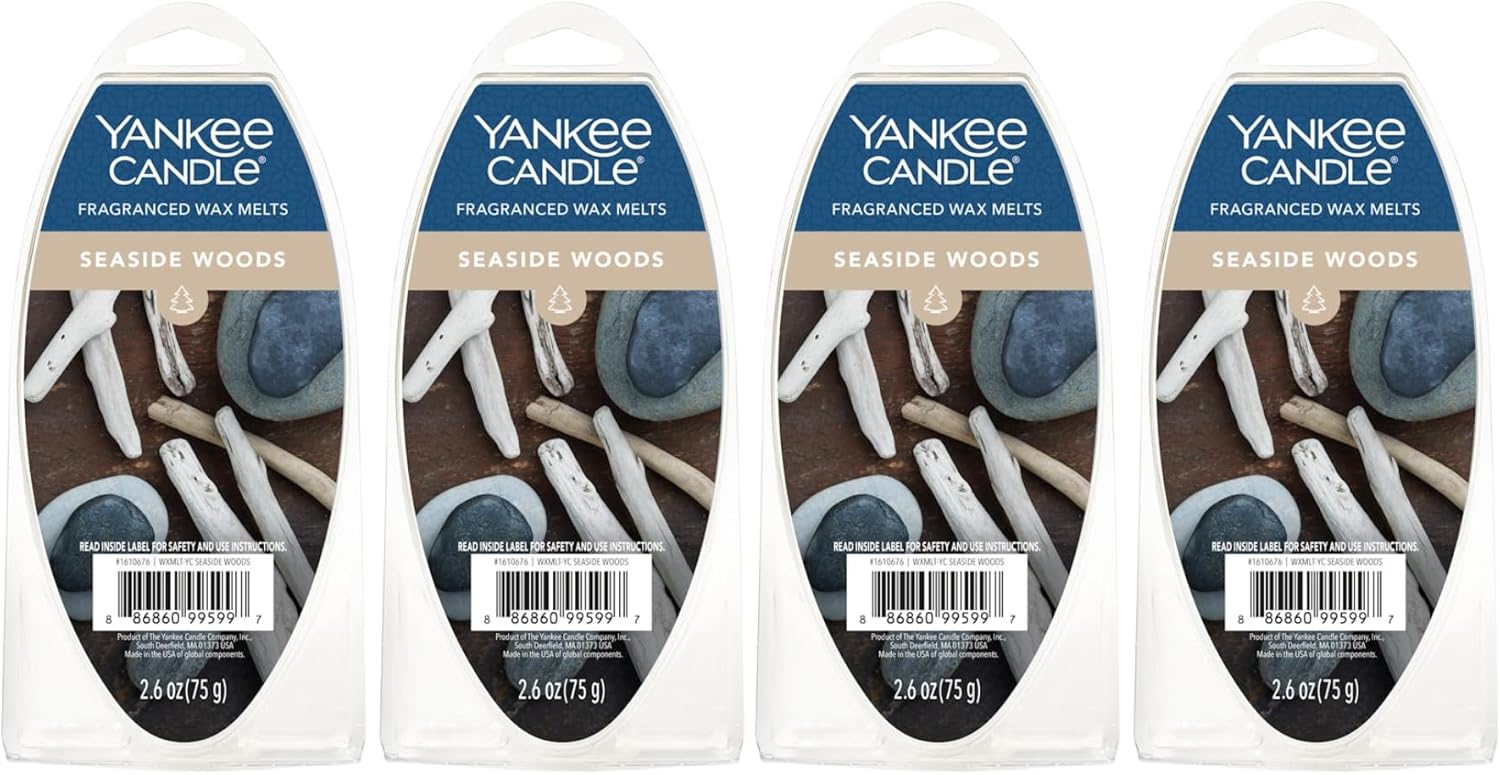 Yankee Candle Fresh & Clean Fragranced Wax Melts Variety Pack, 6 Wax Spheres per Package, Pack of 4 (24 Cubes Total), Clean Cotton, Ocean Air, Dried Lavender & Oak, Seaside Woods