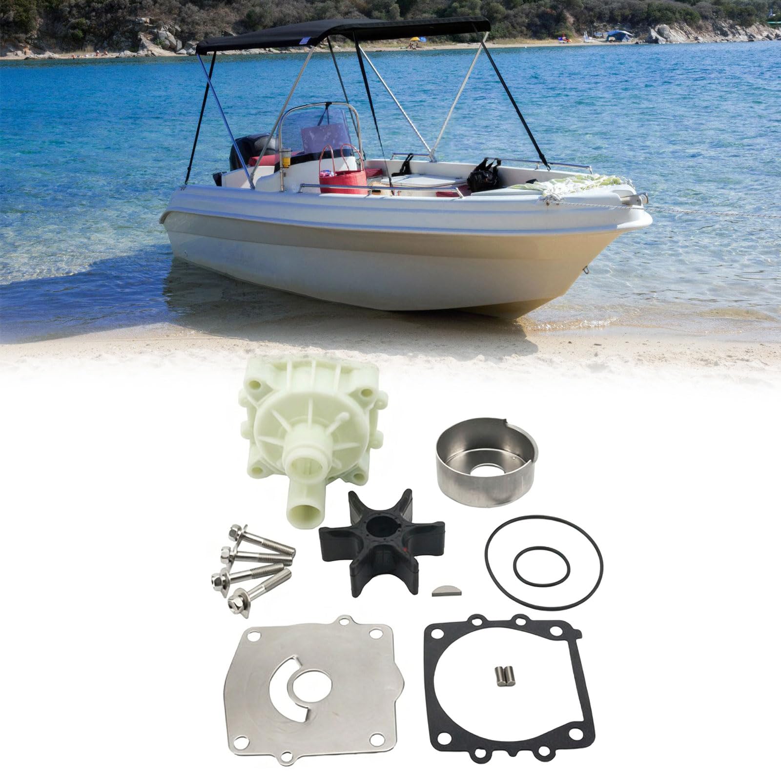 Riparazione per girante della Pompa ' Acqua Ricambio, Adatto per Motori fuoribordo a 2 cicli e 4 cicli 150 175 200 250 61AW0078A200 Set Riparazione per Pompa ' Acqua