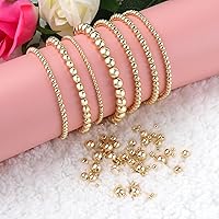 Vista 6 de Cuentas redondas chapadas en oro de 14 quilates, cuentas duraderas que no se decoloran fácilmente, cuentas espaciadoras sin costuras, cuentas