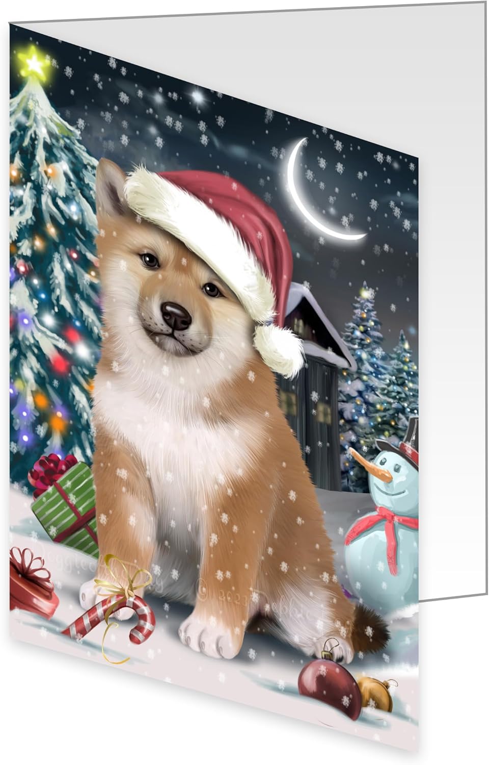 Dear Santa Mailbox Christmas Letter Shiba Inu Dog Greeting Cards - Adorable Pets Invitation Cards with Envelopes - Pet Artwork Christmas Greeting Cards GCD65816 (10 Greeting Cards)