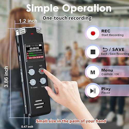 Miniatura 5 de Grabadora de voz digital de 16 GB de EVISTR Grabadora de voz activada con reproducción - Grabadora de cinta pequeña mejorada para conferencias