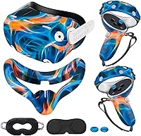 Vista 1 de Compatible with Oculus Quest 2 Accessories, Silicone Face Cover, VR Shell Cover,Touch Controller Grip Cover,Protective Lens Cover,Disposable Eye