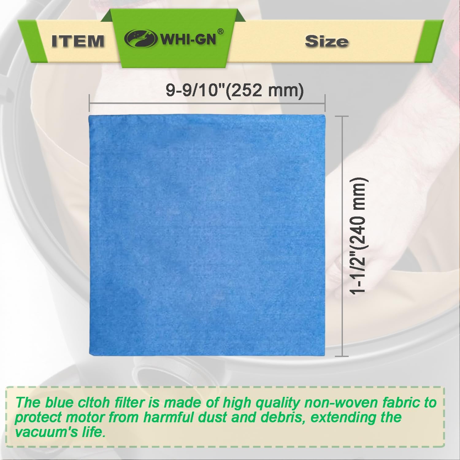 10 Pack 19-3100 Shop Vac Bags for Stanley 5-6 Gallon Wet/Dry Vacuums, Also fit Porter-Cable 5 Gal Vacs + 2 Pack 19-1500 Reusable Blue Cloth Filters(10+2) Kit