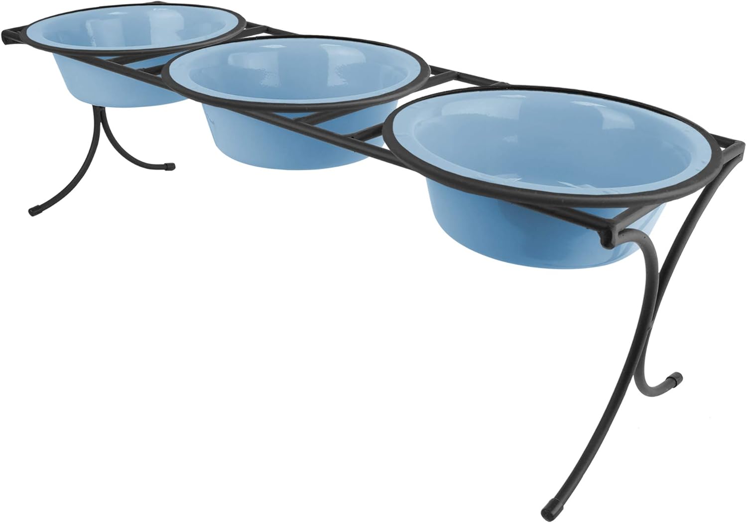 Platinum Pets Bistro Triple Diner Feeder with Stainless Steel Dog Bowls, Medium, Cotton Candy Pink