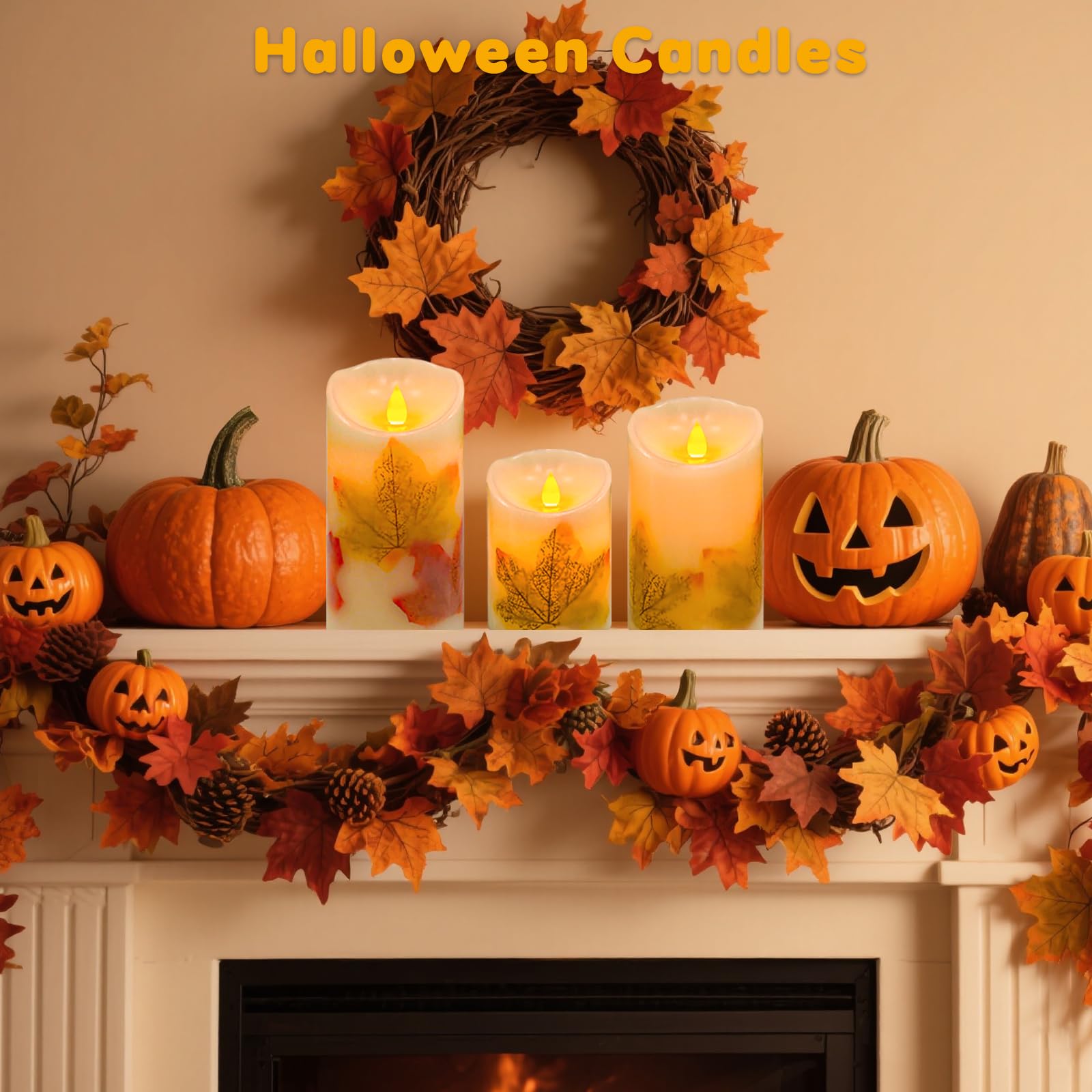 Amazon.com: Maple Leaf Flameless Candles Set of 3, Fall Candles