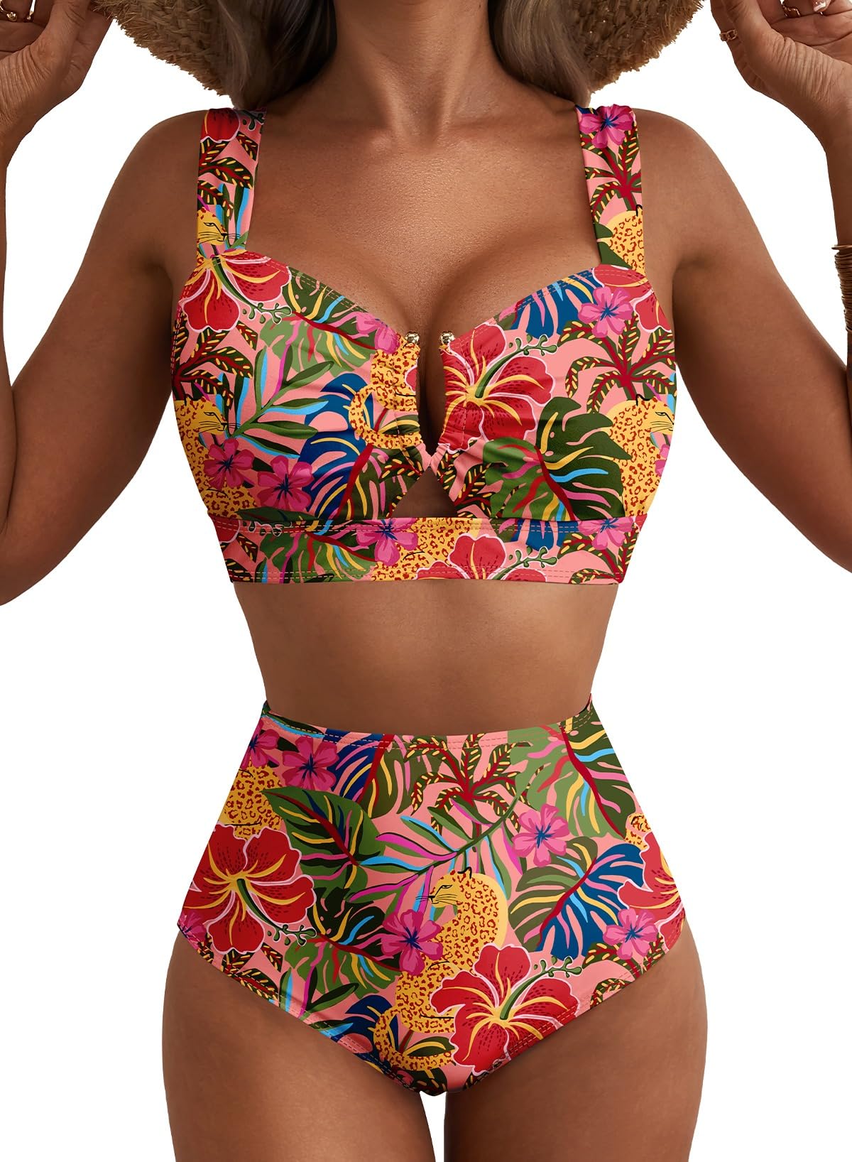 Herseas U Wire Floral Bikini Set