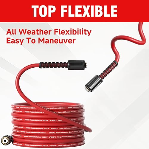 Miniatura 6 de Manguera de lavado a presión de 14 pulgadas x 25 pies, sin torceduras con manguera de arandela de acero inoxidable M22-0.551 in, juego de Sdapter de