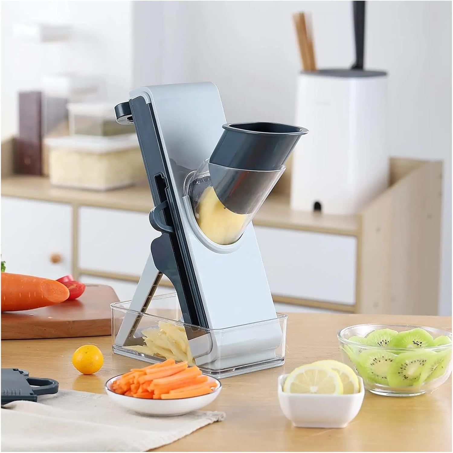 Kitchen Potato Vegetable Cutter Food Radish Chopper French Fries Slicer Carrot Grater Shredders Slicers Tool(Gray)
