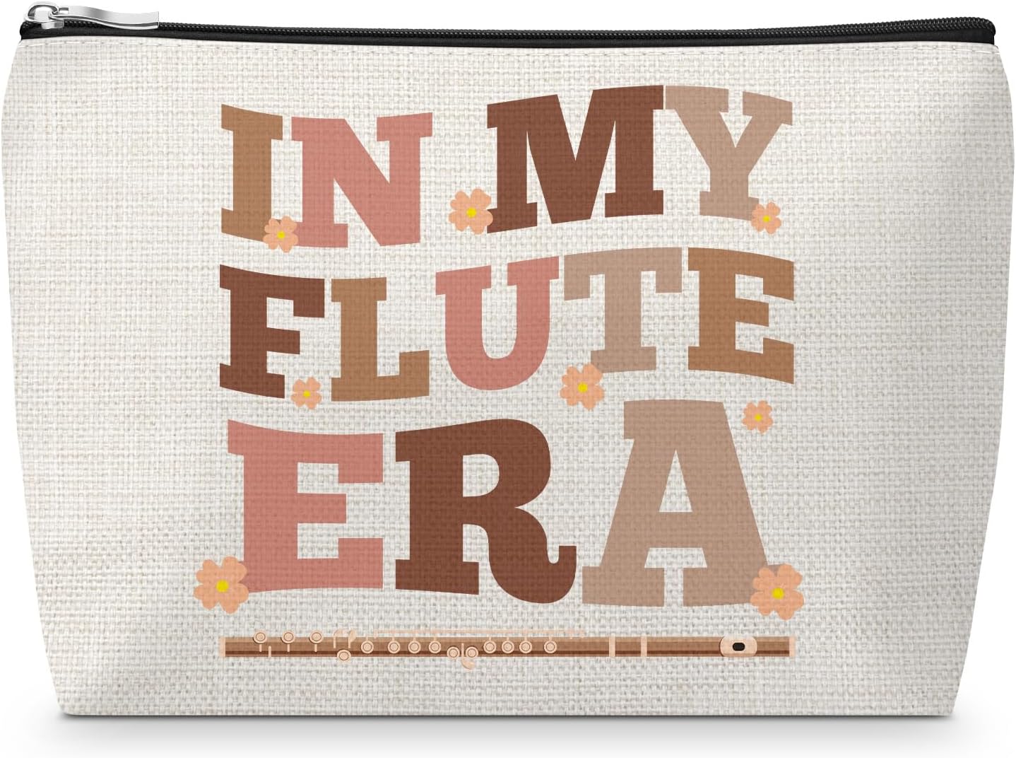 Flute Player Gift for Women Makeup Bag Flute Lover Gift for Daughter Sister Music Lover Present for Friend Appreciation Gifts for Musical Instrument Teacher Cosmetic Bag Christmas Birthday Present