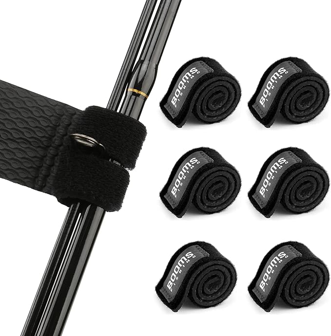 Booms Fishing RS3 Fishing Rod Wrap Pole Straps, Hook & Loop Fishing Rod Belts, Fishing Rod Ties for Casting Rods, Spinning Rods and Fly Rods