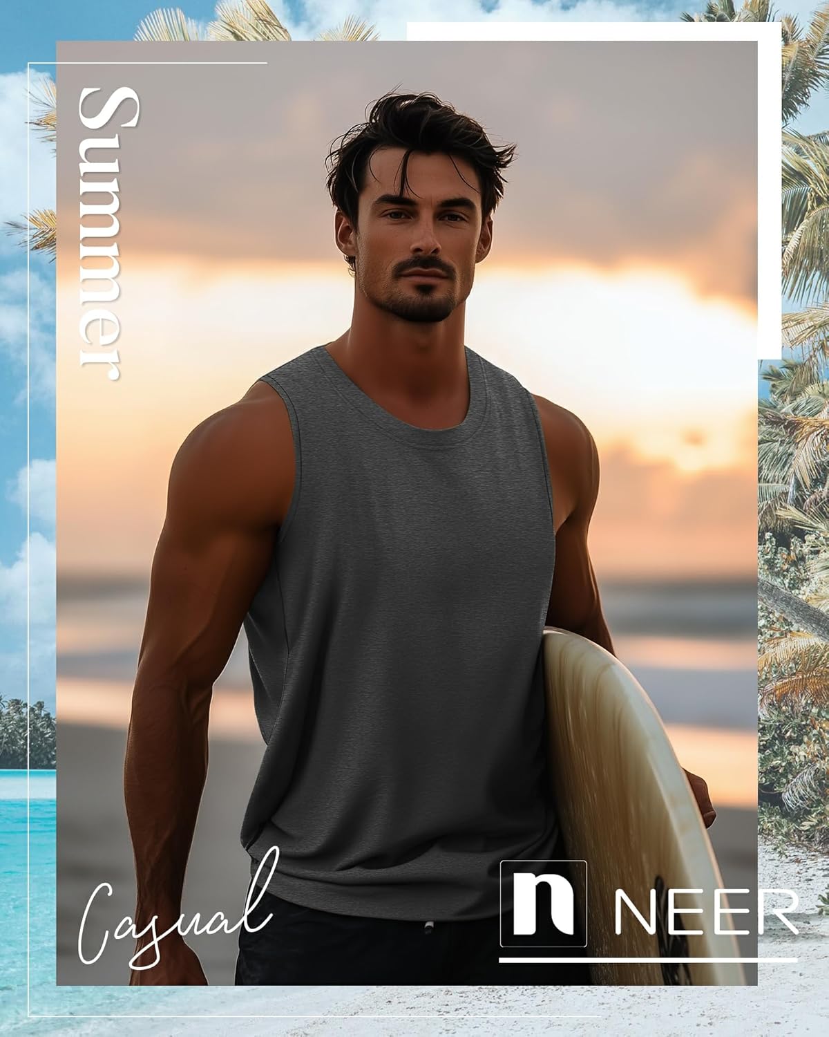 Neer 4 Pack Men's Big & Tall Tank Tops, Sleeveless Cotton Crew Neck T Shirts Casual Classic Shirts Muscle Quick Dry Tees - Image 5